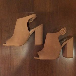 Steve Madden Camel Open-Toe Booties